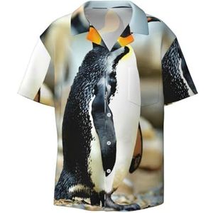 OdDdot Pinguïn Print Heren Jurk Shirts Atletische Slim Fit Korte Mouw Casual Business Button Down Shirt, Zwart, XXL