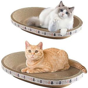 Krabplank voor katten, kartonnen krabpaal voor katten, ovale kattenkrabber, hoge dichtheid, ovale krabpaal voor katten, hoge dichtheid, duurzaam, ovale vorm, om binnen te slapen