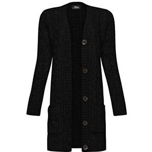 Mikos * Dames cardigan lang elegant gebreid vest wol lange mouwen gebreide mantel lente / winter / herfst (535), zwart, M