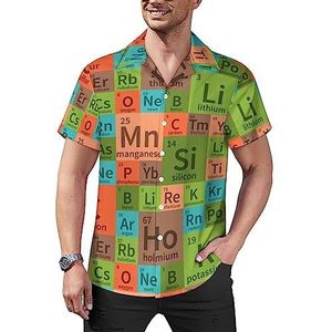 Chemisch periodiek systeem heren casual button-down shirts korte mouw Cubaanse kraag T-shirts tops Hawaiiaans T-shirt 4XL