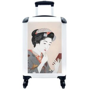 MuchoWow® Koffer - Vrouw - Kimono - Make up- Japan - Vintage - Past binnen 55x40x20 cm en 55x35x25 cm - Handbagage - Trolley - Fotokoffer - Cabin Size - Print