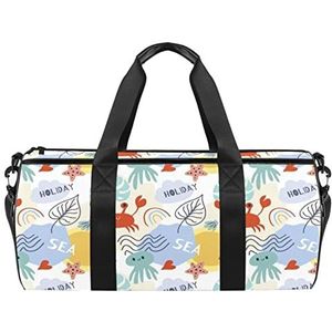 Flamingo zomer reistas sporttas met rugzak draagtas gymtas voor mannen en vrouwen, Zeedieren Kleurrijk, 45 x 23 x 23 cm / 17.7 x 9 x 9 inch