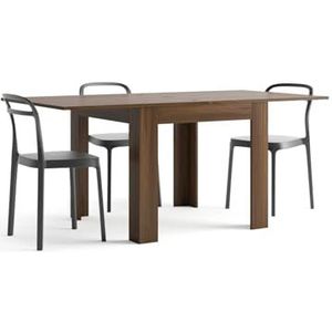 Mobili Fiver, Vierkante Uitschuifbare Tafel, Eldorado Square, 90x(180) x90 cm, Canaletto Noten, Made In Italy