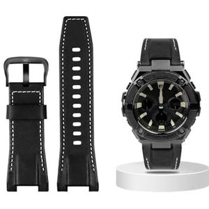 Canvas lederen horlogeband geschikt for Casio G-SHOCK GST-B100 S130 W300GL 400G W330 GST-W120L s120 W130L S100 Serie horloge accessorie (Color : Black white black, Size : 26mm)