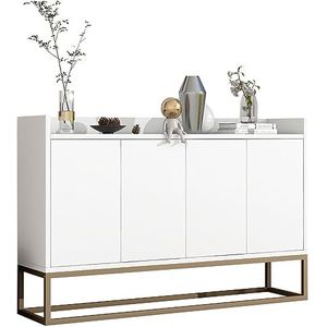 Auroglint Moderne minimalistische eetkamer dressoir met 4 deuren greeploos buffet voor eetkamer, woonkamer, keuken. (wit)