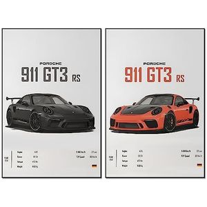 Auto-Poster – Auto-Wandkunst Set von 4 (25,4 x 20,3 cm) für Jungenzimmer | Auto-Wanddekoration Auto-Raumdekoration ungerahmte Poster