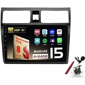 Android 15 Autoradio Sat Navi voor S-uzuki Swift (2003-2010) 9 Inch Touchscreen Multimedia Speler met Draadloze Carplay GPS Navigatie FM RDS Bluetooth 5G-WiFi SWC DSP,M120s