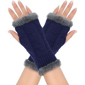 JLISENYIG 3 paar dikke suède gebreide handschoenen voor warmte en koudebestendigheid, Blauw 3 paar, Eén maat