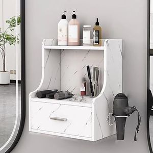 TT-YEC Houten Kapsalonstation, Aan De Muur Gemonteerde Opbergdoos Voor Kappersgereedschap Met Lade En Haardrogerhouder, Stylingtool-Organizer Voor Schoonheidssalon, Kapperszaak,B