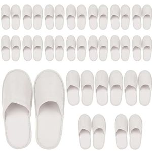 20 paar badstof slippers, hotelslippers, witte gastenpantoffels, set van 4 mm, gesloten slippers, badpantoffels, badstof slippers, uniseks, voor hotel, salon, spa, thuis, wegwerp-pantoffels