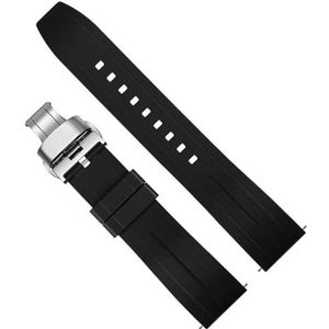 dayeer Waterdichte siliconen snelsluitingsarmband voor Tissot heren dames horlogeband voor Mido riem voor Citize horlogeband met vlindergesp (Color : Black Black 03, Size : 22mm)