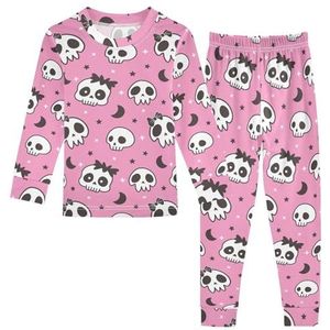 LI ZHI XIN Paj-set voor kinderen, katoen, jongens, meisjes, nachtkleding set, kinderen, lange mouwen, Paj-set, 2-delige homewear nachtkleding leeftijd 1-8 jaar schedelpatroon, Meerkleurig, 5 jaar