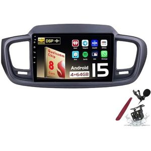 Android 15 Autoradio Sat Navi voor K-IA Sorento 3(2014-2017) 9 Inch Touchscreen Multimedia Speler met Draadloze Carplay GPS Navigatie FM RDS Bluetooth 5G-WiFi SWC DSP,M150s