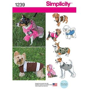 Simplicity 1239 maat A hondenjassen in 3 maten gesneden patroon, meerkleurig