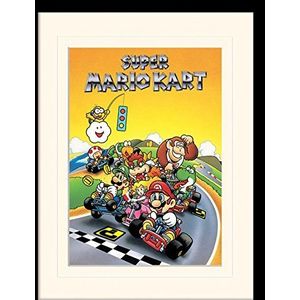 1art1 Super Mario Poster Kart, Retro Ingelijste Foto Met Passepartout | Muur Foto's | In Een Fotolijstje 40x30 cm