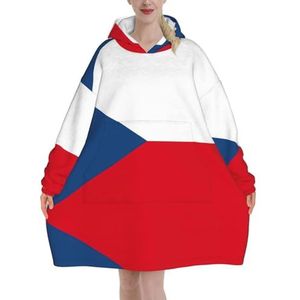 Oversized Vlag Van De Tsjechische Republiek Hoodies Vrouwen Uk Pluizige Deken Hoodie Sherpa Vrouwen Fleece Draagbare Deken Mannen