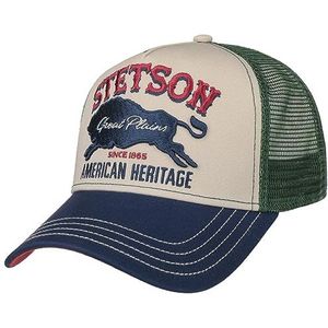 Stetson The Plains Trucker Pet Small Heren - truckercap baseballpet mesh cap Snapback met klep voor Zomer/Winter - One Size groen