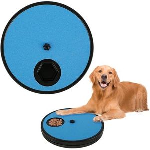 Sutowe Hondennagel krabpad antislip hondenkrabplank met 6 snackcompartimenten roterende ronde hondenlangzame feeder hondennagel krabplank voor hond huisdier (blauw)