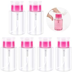 6 stuks nagellakremover pompflesdispenser 180 ml pushdown acetondispenser pomp lekvrije lege pompdispenserflessen voor nagellak make-up remover