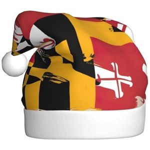 SSIMOO Maryland vlag pluche kerstmuts voor volwassenen, feestelijke feesthoed, ideaal feestaccessoire voor bijeenkomsten