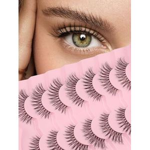 Wimpers Wispy Natuurlijke Kattenwimpers 15 mm Valse Wimpers Wispy Wispy Wimpers 3D Volume Strip Wimpers Dunne Katoenen Band Zachte Nep Wimpers Nertsen Wimpers Pack 7 paar