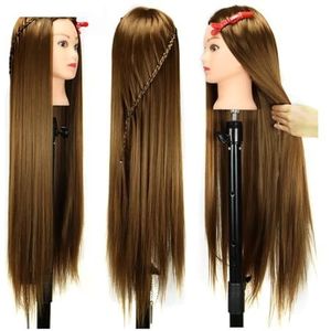 Mooie kleurrijke kapperstrainingskop for kapperskapsels, cosmetica-oefenpoppen, hoofd for vlechten, hoofddeksel(Pink)