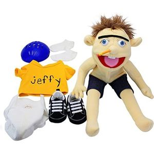 SHANGYE Jeffy Puppet pluche speelgoed pop, cartoon jongen pop zacht pluche speelgoed handpop voor Play House, cadeau voor verjaardag Kerstmis Halloween party, 60 cm