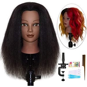 JMHAIR Mannequin Hoofd Met 100% Echt Haar Voor Vlechten Styling Praktijk Kapper Training Mannequin Cosmetologie Pop Hoofd (Vrouwelijke 16"")