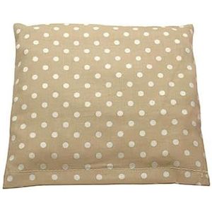 Kersenpitkussen met wasbare katoenen overtrek, beige met witte stippen, warmtekussen 400 g, korrelkussen S (19 x 18 cm), 100% katoen, natuurlijk en ecologisch, warmte en kou