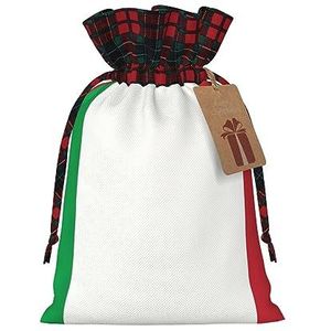 Italiaanse vlag herbruikbare geschenktas-trekkoord kerstcadeau tas, perfect voor feestelijke seizoenen, kunst & ambachtelijke tas