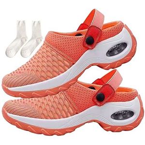Orthopedische Klompen Voor Vrouwen Slip Op, Luchtkussen Orthopedische Slip Op Schoenen Orthopedische Ademend Non-Slip Schoenen (Color : Orange, Size : 43 EU)