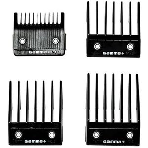 GAMMA+ Set van 4 universele kammen, 4 maten van 3 tot 12 mm, zwarte kleur, compatibel met Gamma+ Clipper tondeuses, Stylecraft en andere merken
