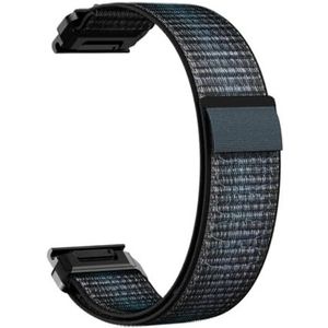 ANBEST 22 26 MM nylon horlogeband geschikt for Garmin Fenix ​​7/7Pro/7X/6X/6 Pro/5X/5 Plus/Epix/Instinct polsband vervangbare armband (Color : Black Blue, Size : Quick fit 26mm)