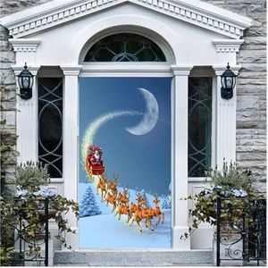 Deurstickers Vrolijk Kerstfeest Deurstickers Boom Muurschildering Decal Xmas Happy Holiday Home Slaapkamer Decor Festival Party Wallpaper Poster (Kleur : L, Grootte : 40x120cm)