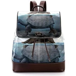 Gepersonaliseerde casual dagrugzak tas voor tiener olifant en zeeschildpad schooltassen boekentassen, Meerkleurig, 27x12.3x32cm, Rugzak Rugzakken