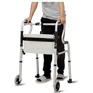 Standaard rollators opvouwbare loophulp met badzitje en wiel voor ouderen, lichtgewicht aluminium loopframe, hoogteverstelling voor ouderen en gehandicapten volwassenen