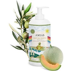 AMIAS - Honingmeloen. Biologische olijfolie. Veganistisch. Voor kinderen en volwassenen. Douchegel en handzeep combi. 500 ml | 100% natuurlijke oliën | zacht | vrij van palmolie, parabenen, siliconen