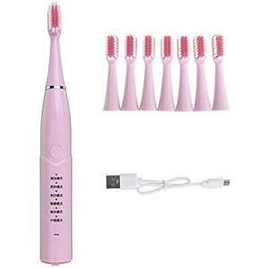 Krachtige elektrische tandenborstel oplaadbare trillingen 28000-31000 / min ultrasone wasbare elektronische whitening waterdichte tanden (Color : Pink)