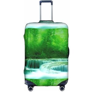 Wratle Koffer Cover Protectors Elastische Bagage Covers Past 18-30 Inch Bagage Abstracte Textuur Art, Groene bomen Kleine watervallen, L