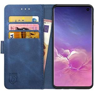 Rosso Element Book Case Wallet Hoesje Geschikt voor voor Samsung Galaxy S10 | Portemonnee | 3 Pasjes | Magneetsluiting | Stand Functie | Blauw