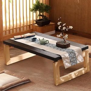 Opklapbare vloer zittafel, moderne lage massief houten salontafel, Japanse lage tafel om op de vloer te zitten theetafel, raam kleine theetafel, voor tatami thuiskantoren receptie kamertafel (maat :