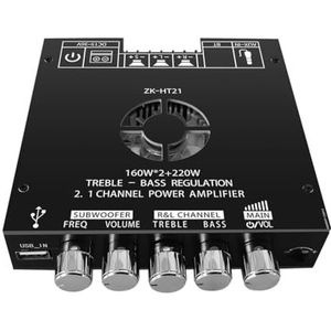 Versterker, ZK-HT21 Digitale Versterker Module 160Wx2 + 220W HiFi Subwoofer DC15-36V TDA7498E Stereo Eindversterker Board AUX/USB In