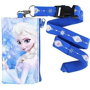Disney Frozen Royal Blue Pouch Wallet W/Lanyard-Elsa