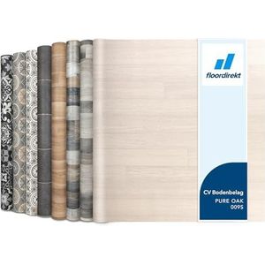 Floordirekt Atlantic Puur Eiken 009S PVC-vloerbedekking, per meter, vinylvloer, CV-linoleum voor keuken en balkon, in houtlook, tegellook, steenlook, robuust en onderhoudsvriendelijk, 100 x 200 cm