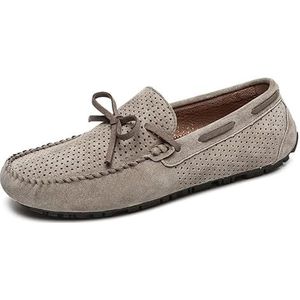 Loafers for heren Geperforeerd Ademend Bootschoenen Mocassins Schoenen Platte hak Comfortabel Antislip Schoolfeest Instappers (Color : Khaki, Size : 44 EU)