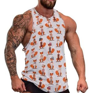 Fox gekleed heren tanktop grafische mouwloze bodybuilding T-shirts casual strand T-shirt grappige sportschool spier