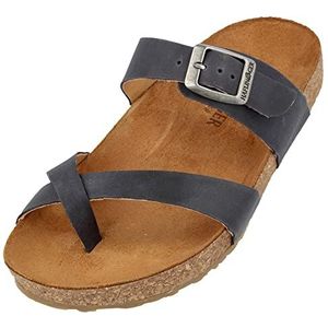 HAFLINGER Bio Juno leren sandaal kurken voetbed unisex, Marine Country, 37 EU