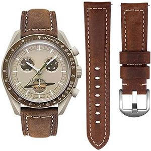 Stanchev Bandje voor Omega x Swatch MoonSwatch/Rolex horloge/SEIKO horloge 20 mm, echt leren Omega X Swatch MoonSwatch Speedmaster vervangend horlogebandje, 20mm, Geen edelsteen