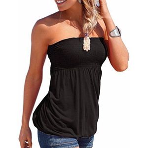 Hahaemba Dames zomer sexy tube top casual geplooid plissé volant vrouwen elastisch elastiek zacht stretch bandloos bandeau boob blouse shirt vest tops