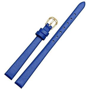 LUGEMA Lederen Horloge Armband Vrouwen Mode Horlogeband Horloges Mini Band 6mm 8mm 10mm 12mm 14mm Klein Formaat Horlogebandje Rood (Color : Blue-gold A, Size : 8mm)